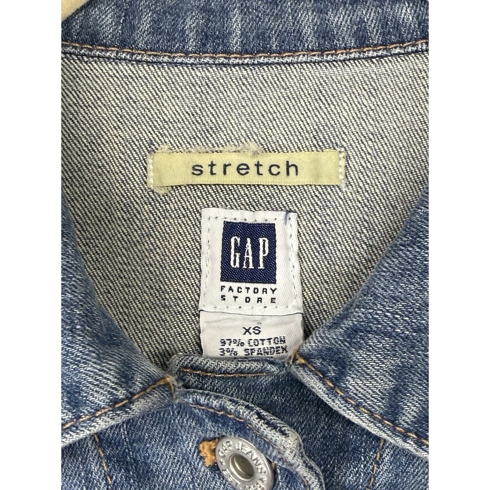 Gap‎ Women's Stretch Jean Jacket Blue Size XS Button Front Collared Pockets - Picture 4 of 4